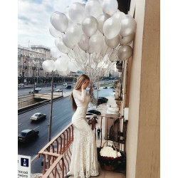 Облако шаров Серебряный жемчуг 15 шт 